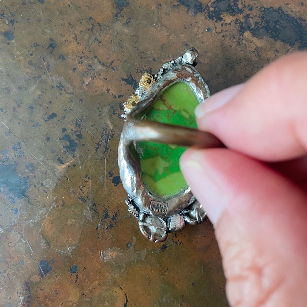 Alexis Bittar Green Mojave Turquoise Ring size 7 (AS IS) - Picture 4 of 7
